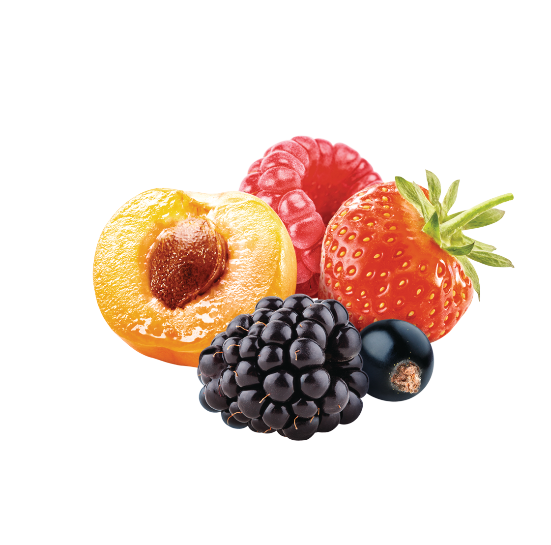 Fruit image of apricot, strawberry, blackberry, blueberry and raspberry